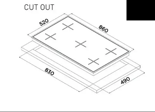 LINEAR GAS ON GLASS HOB90CM